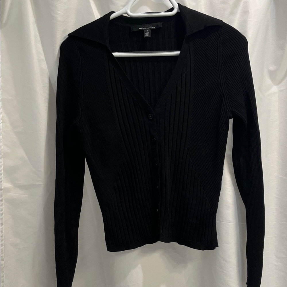 White House Black Market Ribbed Black Cardigan